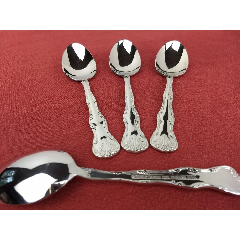 Reed & Barton VICTORIA SOUP PLACE SPOONS 18/10 Stainless Steel Flatware Lot of 4
